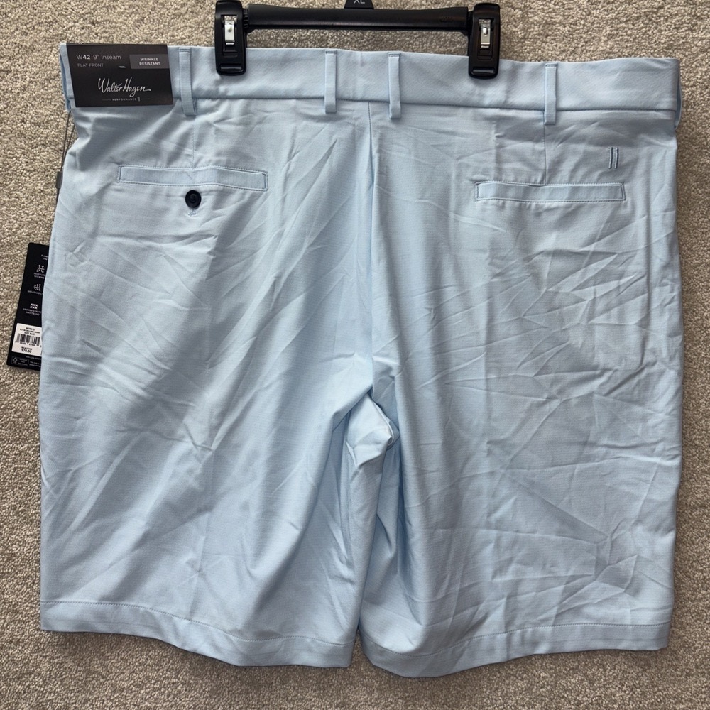 Walter Hagen Golf Shorts Men 42 Soft Blue P11 Micro Lines Wicking Stretch NEW - Picture 2 of 7